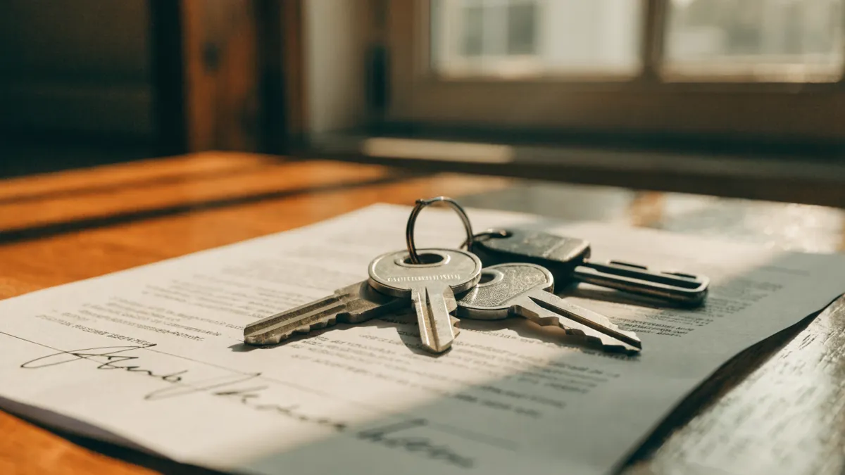 Clés d'appartement posées sur un contrat de location signé