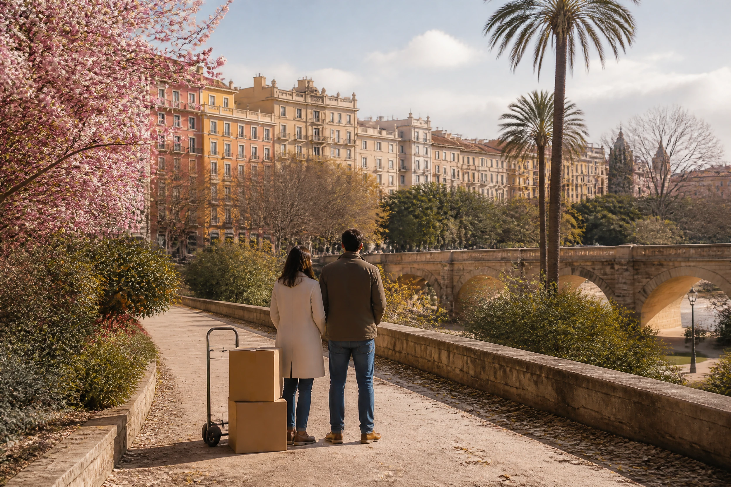 Les jardins du Turia et un pont en pierre à Valencia illustrant le rythme saisonnier de la ville