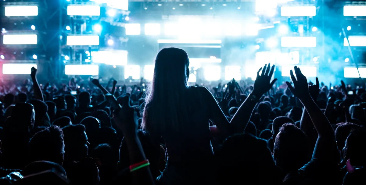 Crowd at a night concert during the Gran Fira de Valencia
