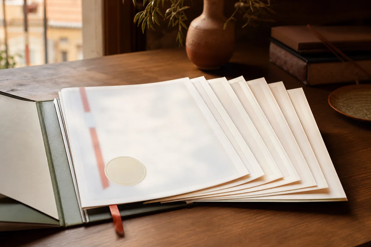 Folder of visa, income and NIE paperwork Americans need to rent an apartment in Spain