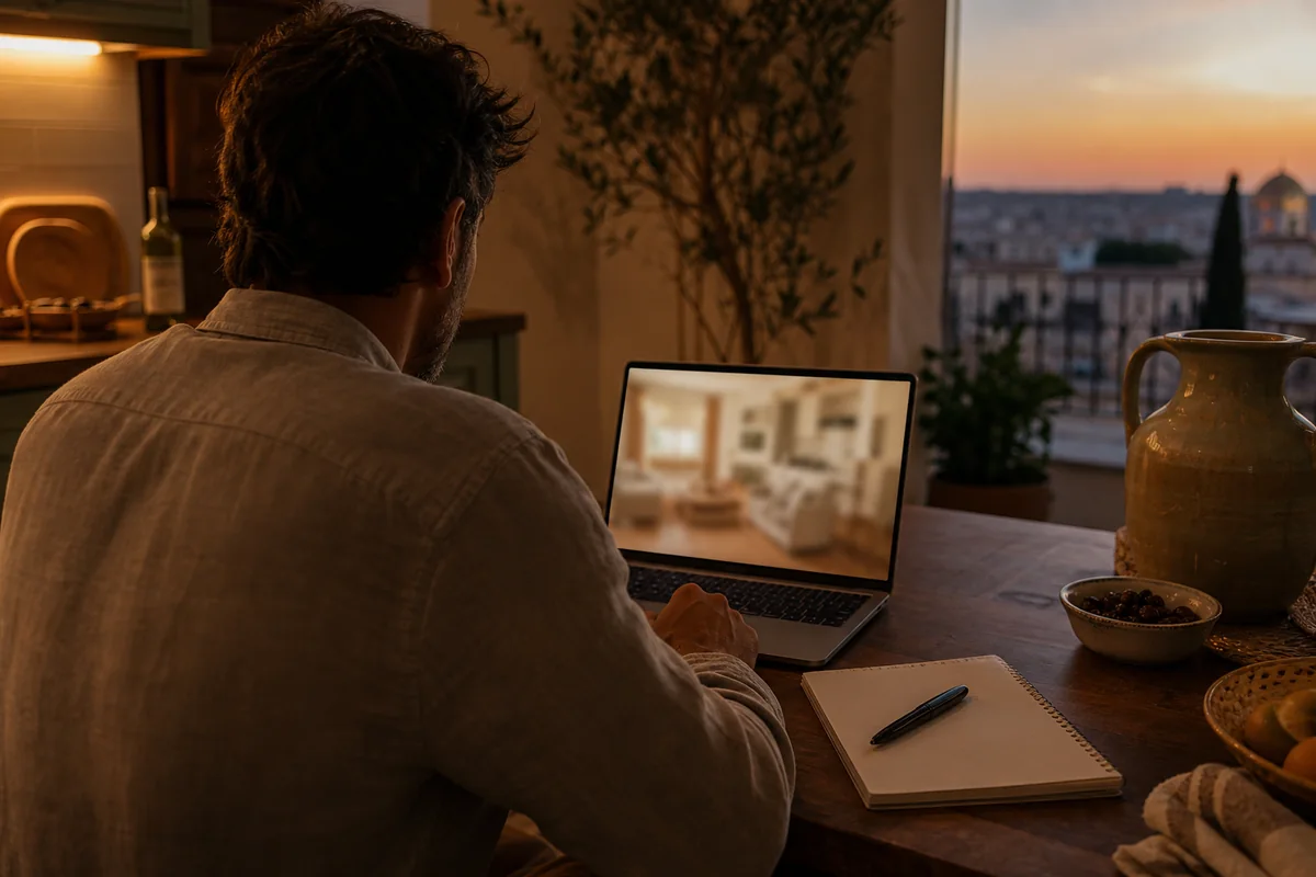 Video call with a Spanish landlord while arranging a rental from the USA before moving to Spain