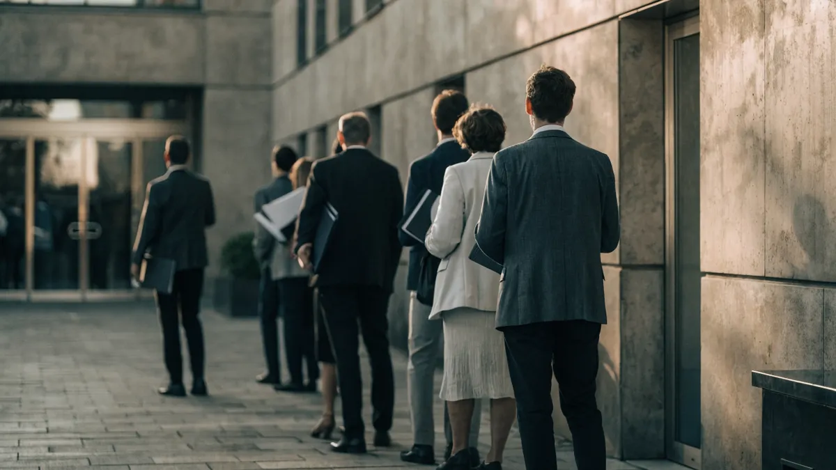 Morning queue outside a Spanish immigration office