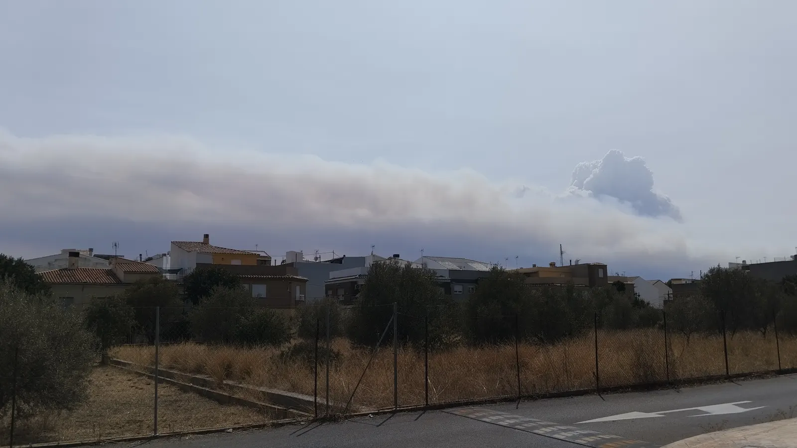 Columna de humo del incendio de la Vall d'Uixo, vista desde Castellon de la Plana el 26 de julio de 2026