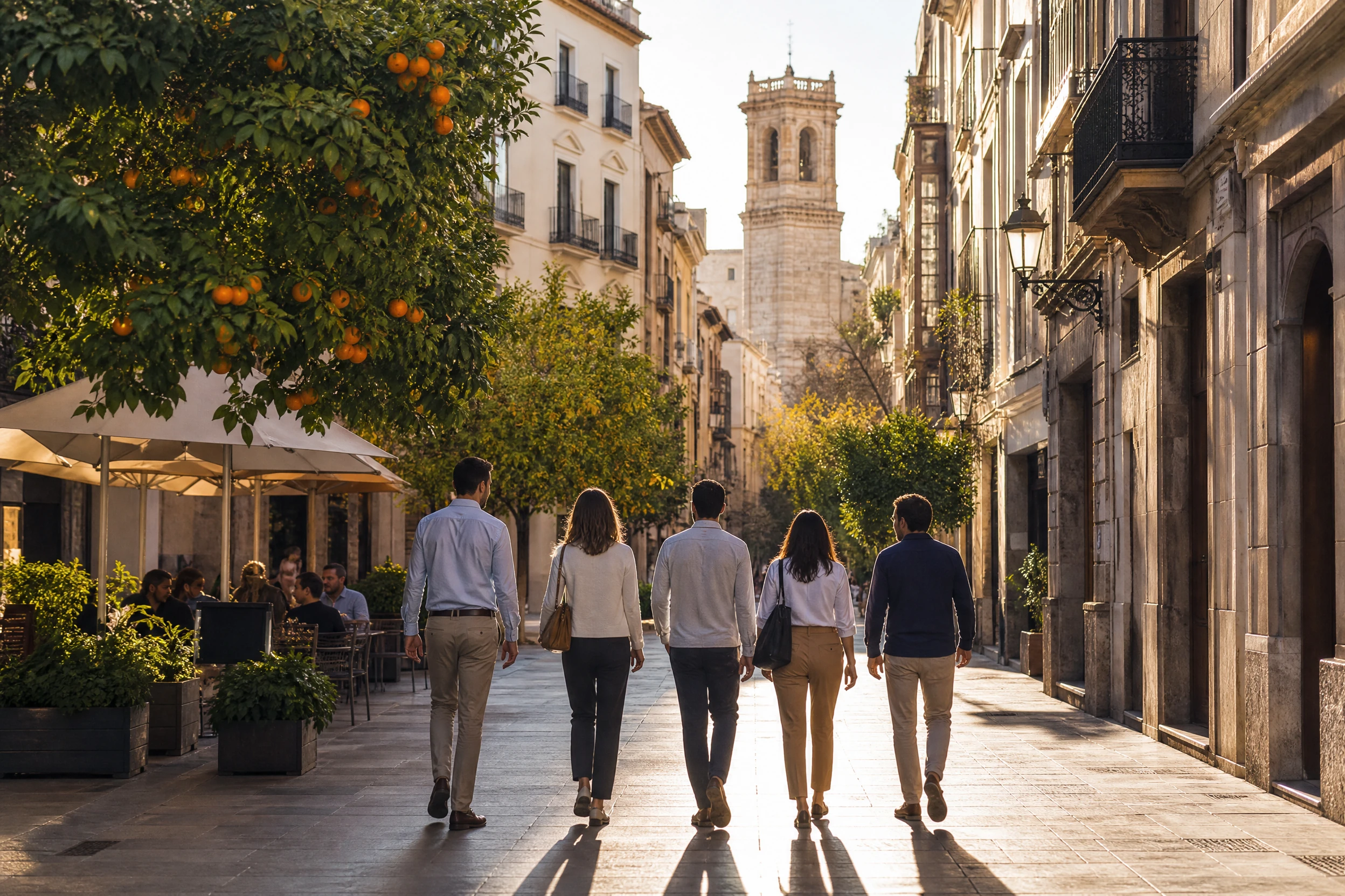 Calles peatonales de El Carmen en la Ciutat Vella cerca del campanario del Miguelete en Valencia