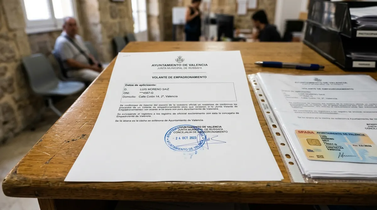 Documentos de empadronamiento sellados, paso a paso, en Valencia