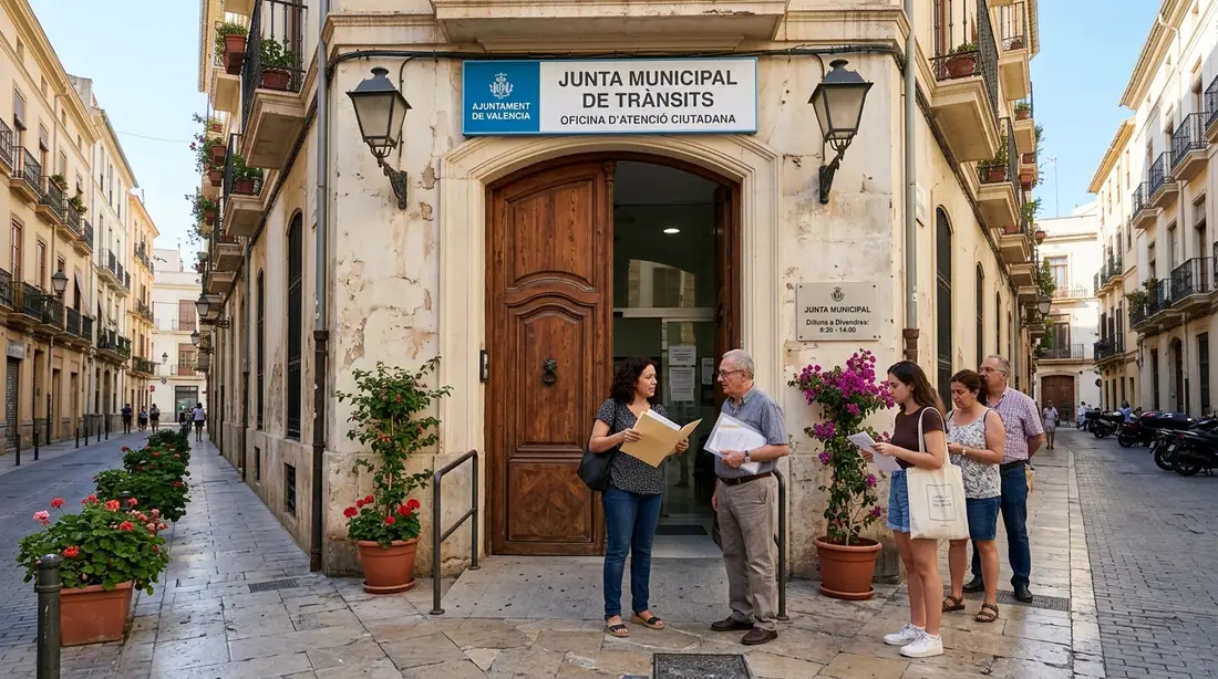 Entrada de una oficina de la Junta Municipal en Valencia