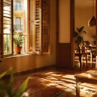 Salón luminoso con persianas abiertas y balcón, piso bien orientado en Valencia
