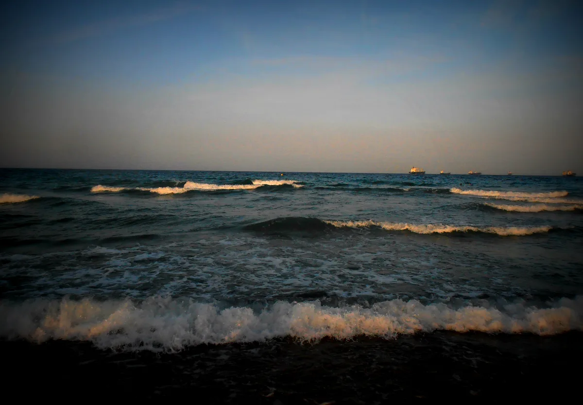 Sunset over the Mediterranean at Playa de la Malvarrosa, Valencia's city beach