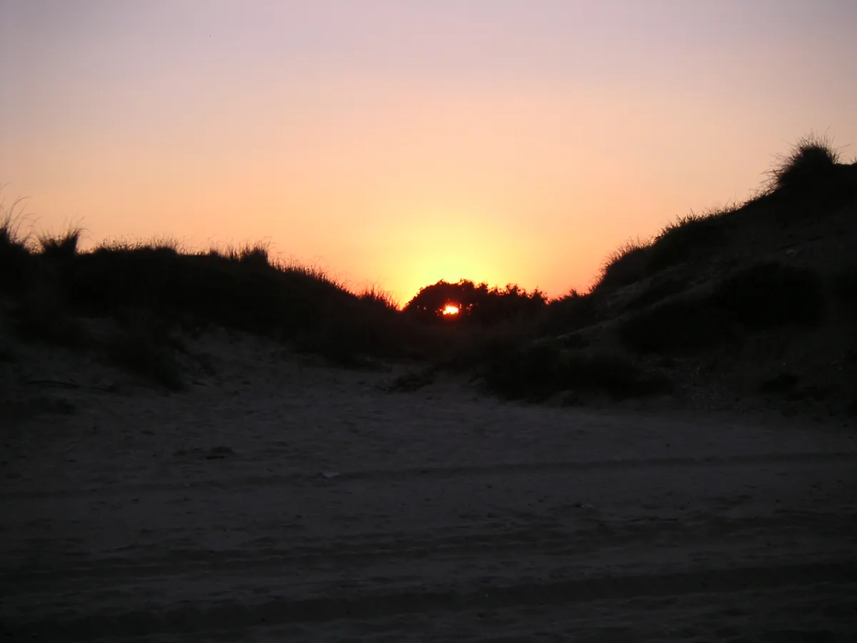 Atardecer sobre las dunas de la playa de El Saler, Valencia