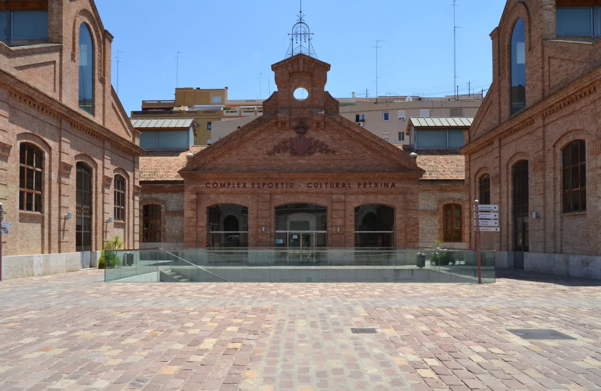 The former municipal slaughterhouse, now the Petxina sports and cultural complex, in Valencia