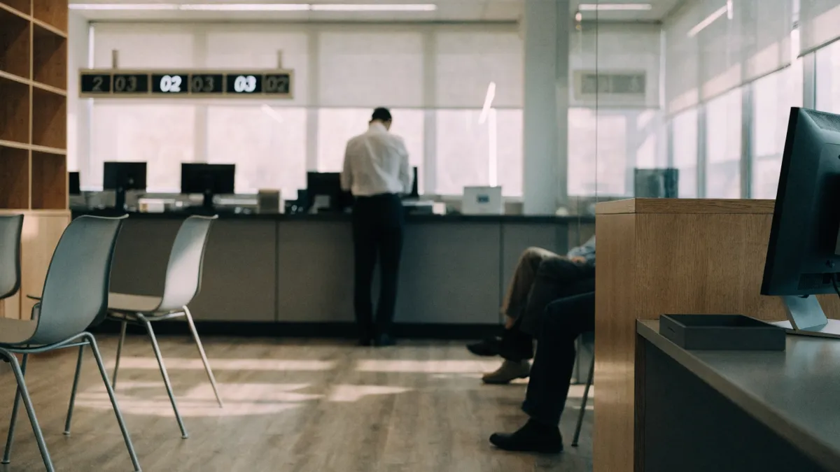 Service counter at a Spanish administrative office
