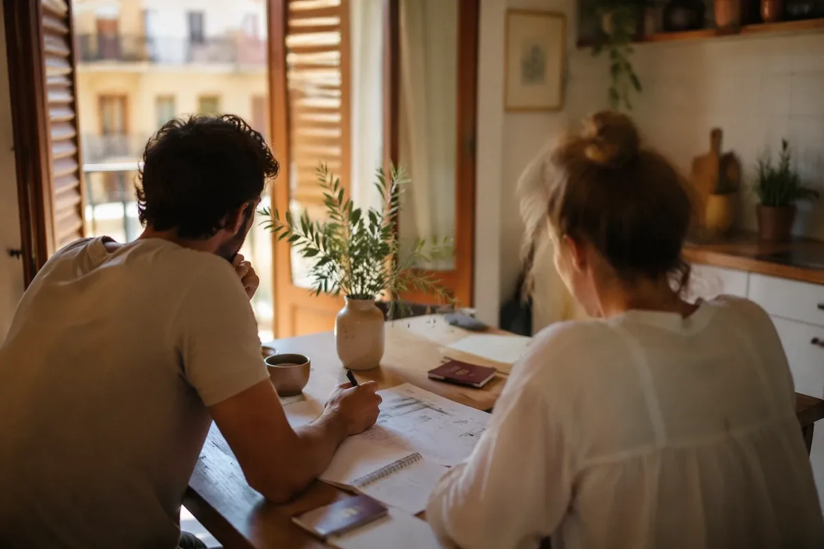 Un calendrier et un passeport sur un bureau, marquant le seuil des 183 jours de résidence en Espagne