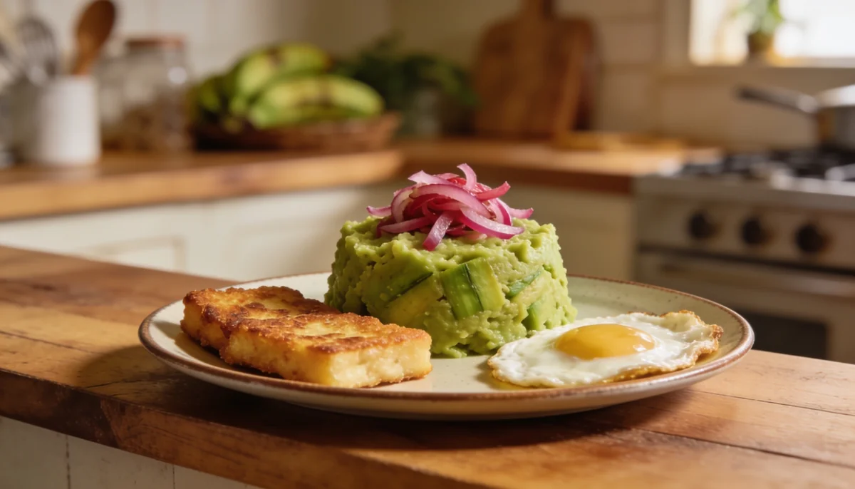 Mangú dominicano, puré de plátano verde, preparado por un chef privado en Valencia