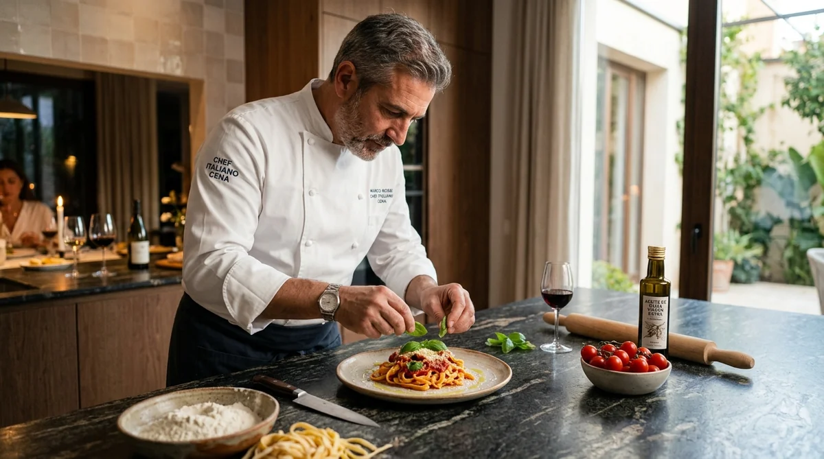 Italian private chef serving an event dinner in Valencia