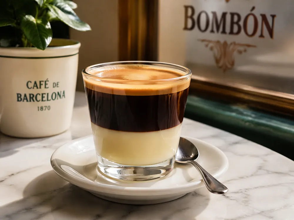 Café bombón: espresso op gezoete gecondenseerde melk in een klein glas