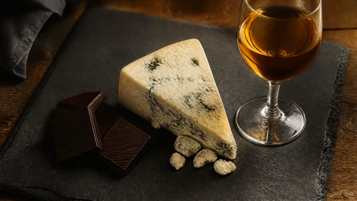 Fondillon accompagné de bleu et de chocolat noir, une dégustation gastronomique de vin à Alicante