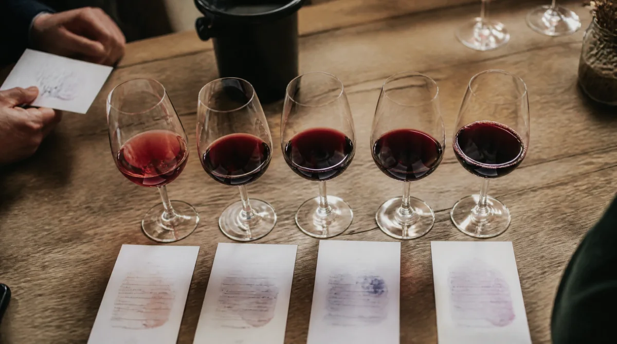 A guided flight of Bobal wine Valencia tasting glasses, from everyday to Pago-classified Bobal grape reds